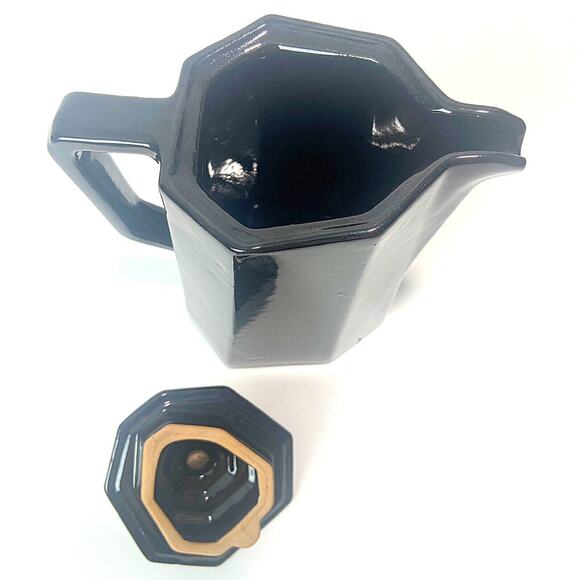 Capodimonte Studio Ceramico Black Porcelain Espresso Tea Pot W/lid MCM Vintage - Picture 5 of 8